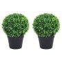 Plantas de boj artificial 2 uds forma bola maceta verde 32 cm