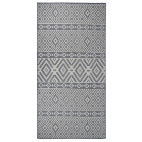 Blau gestreifter flachgewebter Outdoor-Teppich 100x200 cm von vidaXL, Teppiche - Ref: Foro24-340836, Preis: 42,14 €, Rabatt: %