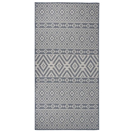 Blau gestreifter flachgewebter Outdoor-Teppich 100x200 cm von vidaXL, Teppiche - Ref: Foro24-340836, Preis: 43,98 €, Rabatt: %