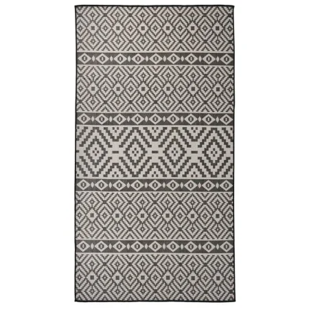 Schwarz gestreifter Flachgewebe-Außenteppich 80x150 cm von vidaXL, Teppiche - Ref: Foro24-340848, Preis: 35,40 €, Rabatt: %