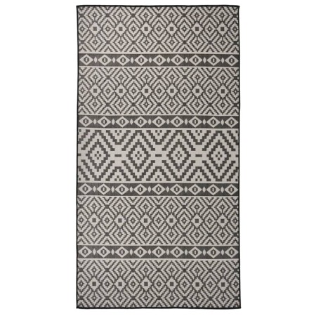 Schwarz gestreifter Flachgewebe-Außenteppich 80x150 cm von vidaXL, Teppiche - Ref: Foro24-340848, Preis: 36,28 €, Rabatt: %