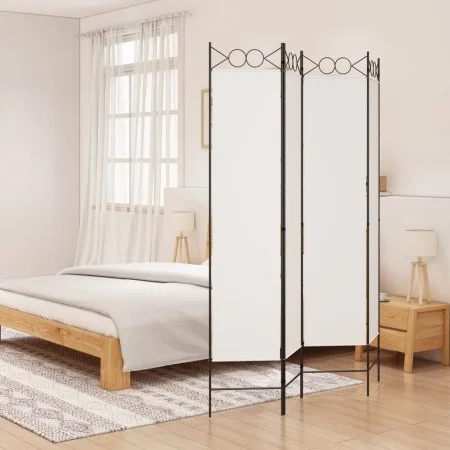 Divider screen with 4 white fabric panels 160x200 cm by vidaXL, Room dividers - Ref: Foro24-350150, Price: 43,31 €, Discount: %