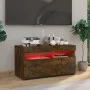 Mueble de TV con luces LED roble ahumado 75x35x40 cm de vidaXL, Muebles TV - Ref: Foro24-815123, Precio: 49,62 €, Descuento: %