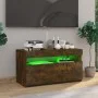 Mueble de TV con luces LED roble ahumado 75x35x40 cm de vidaXL, Muebles TV - Ref: Foro24-815123, Precio: 49,62 €, Descuento: %