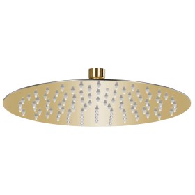 Cabezal de ducha redondo efecto lluvia acero inox dorado 25 cm de vidaXL, Cabezales de ducha - Ref: Foro24-147704, Precio: 23...