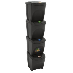 Stackable trash cans 4 units gray polypropylene 100 L by vidaXL, Garbage cans and trash cans - Ref: Foro24-152200, Price: 83,...