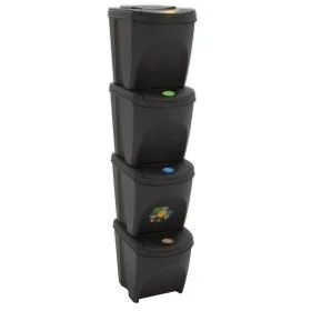 Stackable trash cans 4 units gray polypropylene 100 L by vidaXL, Garbage cans and trash cans - Ref: Foro24-152200, Price: 81,...