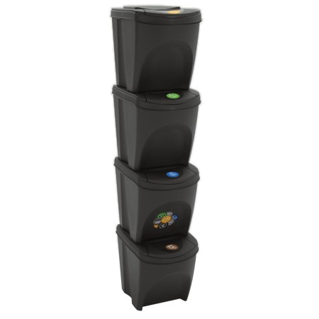 Stackable trash cans 4 units gray polypropylene 100 L by vidaXL, Garbage cans and trash cans - Ref: Foro24-152200, Price: 83,...