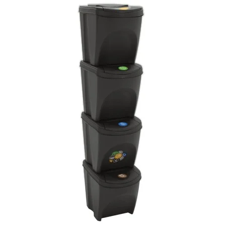 Stackable trash cans 4 units gray polypropylene 100 L by vidaXL, Garbage cans and trash cans - Ref: Foro24-152200, Price: 81,...