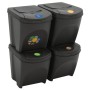 Stackable trash cans 4 units gray polypropylene 100 L by vidaXL, Garbage cans and trash cans - Ref: Foro24-152200, Price: 83,...