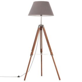 Braune und graue Stativlampe aus massivem Teakholz, 141 cm von vidaXL, Lampen - Ref: Foro24-288078, Preis: 85,85 €, Rabatt: %