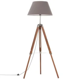 Brown and gray solid teak wood tripod lamp 141 cm by vidaXL, Lamps - Ref: Foro24-288078, Price: 87,22 €, Discount: %