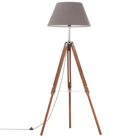Lámpara de trípode madera maciza de teca marrón y gris 141 cm de vidaXL, Lámparas - Ref: Foro24-288078, Precio: 84,52 €, Desc...
