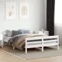 Bed frame with white pine wood headboard 140x200 cm by vidaXL, Beds and slatted bases - Ref: Foro24-842787, Price: 162,15 €, ...
