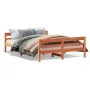 Bed frame with wax brown pine wood headboard 120x200 cm by vidaXL, Beds and slatted bases - Ref: Foro24-842793, Price: 123,04...