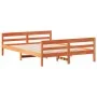 Bed frame with wax brown pine wood headboard 120x200 cm by vidaXL, Beds and slatted bases - Ref: Foro24-842793, Price: 123,04...