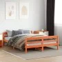 Bed frame with wax brown pine wood headboard 120x200 cm by vidaXL, Beds and slatted bases - Ref: Foro24-842793, Price: 123,04...