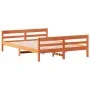 Bed frame with wax brown pine wood headboard 120x200 cm by vidaXL, Beds and slatted bases - Ref: Foro24-842793, Price: 123,04...