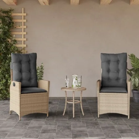 Garden recliners and beige mix cushions 2 units PE rattan by vidaXL, Garden chairs - Ref: Foro24-365269, Price: 253,10 €, Dis...