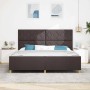 Estructura de cama con cabecera Marrón oscuro 200 x 200 cm tela