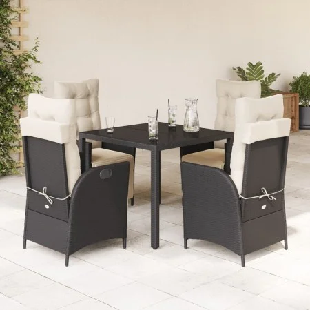 5-teiliges Gartenmöbel-Set mit schwarzen synthetischen Rattankissen von vidaXL, Gartensets - Ref: Foro24-3213315, Preis: 617,...
