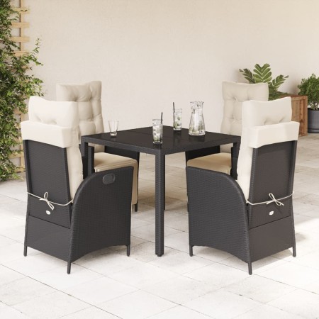 5-teiliges Gartenmöbel-Set mit schwarzen synthetischen Rattankissen von vidaXL, Gartensets - Ref: Foro24-3213315, Preis: 560,...