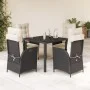 5-teiliges Gartenmöbel-Set mit schwarzen synthetischen Rattankissen von vidaXL, Gartensets - Ref: Foro24-3213315, Preis: 617,...
