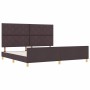 Estructura de cama con cabecera Marrón oscuro 200 x 200 cm tela