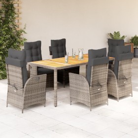 Garden dining set 7 pieces and gray synthetic rattan cushions by vidaXL, Garden sets - Ref: Foro24-3213109, Price: 897,65 €, ...