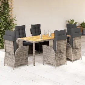 Garden dining set 7 pieces and gray synthetic rattan cushions by vidaXL, Garden sets - Ref: Foro24-3213109, Price: 1,00 €, Di...