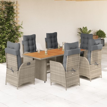 Set comedor jardín 7 pzas y cojines ratán sintético gris de vidaXL, Conjuntos de jardín - Ref: Foro24-3213142, Precio: 977,06...