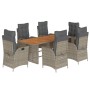 Set comedor jardín 7 pzas y cojines ratán sintético gris de vidaXL, Conjuntos de jardín - Ref: Foro24-3213142, Precio: 977,06...