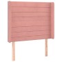 Cabecero con orejas de terciopelo rosa 93x16x118/128 cm