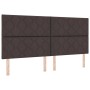 Estructura de cama con cabecera Marrón oscuro 200 x 200 cm tela