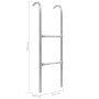 Escalera de cama elástica de 2 peldaños acero plateado 102,6 cm