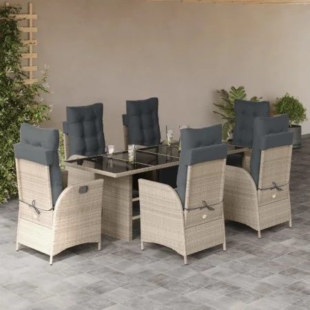 Garden dining set 7 pieces and light gray synthetic rattan cushions by vidaXL, Garden sets - Ref: Foro24-3213362, Price: 1,00...