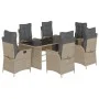 Garden dining set 7 pieces and light gray synthetic rattan cushions by vidaXL, Garden sets - Ref: Foro24-3213362, Price: 1,00...