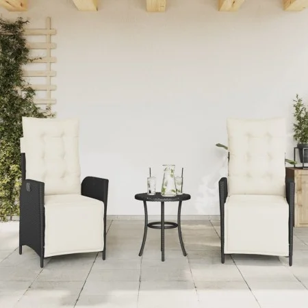 Sillones reclinables jardín con reposapiés 2 uds ratán PE negro de vidaXL, Sillas de jardín - Ref: Foro24-365288, Precio: 261...