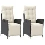 Sillones reclinables jardín con reposapiés 2 uds ratán PE negro de vidaXL, Sillas de jardín - Ref: Foro24-365288, Precio: 261...