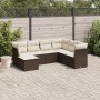 7-teiliges Gartensofa-Set mit braunen PE-Rattan-Kissen von vidaXL, Gartensets - Ref: Foro24-3249832, Preis: 444,70 €, Rabatt: %