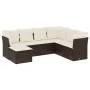 7-piece garden sofa set with brown PE rattan cushions by vidaXL, Garden sets - Ref: Foro24-3249832, Price: 445,40 €, Discount: %