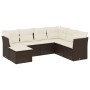 7-teiliges Gartensofa-Set mit braunen PE-Rattan-Kissen von vidaXL, Gartensets - Ref: Foro24-3249832, Preis: 444,70 €, Rabatt: %