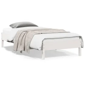 Solid white pine wood bed frame 100x200 cm by vidaXL, Beds and slatted bases - Ref: Foro24-842707, Price: 84,02 €, Discount: %