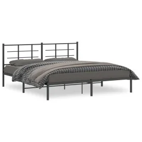 Bed frame with black metal headboard 183x213 cm by vidaXL, Beds and slatted bases - Ref: Foro24-355566, Price: 105,60 €, Disc...