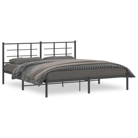 Estructura de cama con cabecero metal negro 183x213 cm