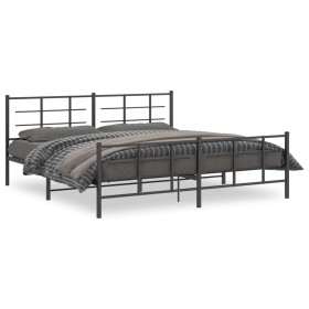 Black metal headboard and footboard bed frame 193x203 cm by vidaXL, Beds and slatted bases - Ref: Foro24-355585, Price: 132,8...