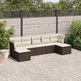 7-piece garden sofa set with brown PE rattan cushions by vidaXL, Garden sets - Ref: Foro24-3249872, Price: 406,17 €, Discount: %
