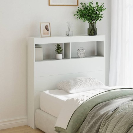 Bettkopfteil mit weißer LED 100x17x102 cm von vidaXL, Kopf- und Fußteile - Ref: Foro24-839182, Preis: 74,34 €, Rabatt: %