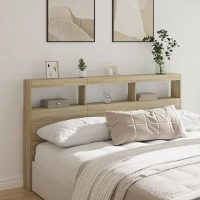 Bed headboard with LED Sonoma oak 180x17x102 cm by vidaXL, Headboards and footboards - Ref: Foro24-839212, Price: 115,05 €, D...