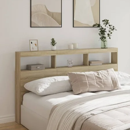 Cabecero de cama con LED roble Sonoma 180x17x102 cm de vidaXL, Cabeceros y pies de cama - Ref: Foro24-839212, Precio: 115,02 ...